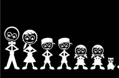 Aile Sticker Arka Cam 2 Erkek 2 Kız Çocuk Sticker Yapıştırma