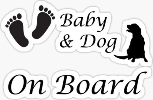 Arabada Bebek ve Köpek var Sticker Etiket 19CM md3