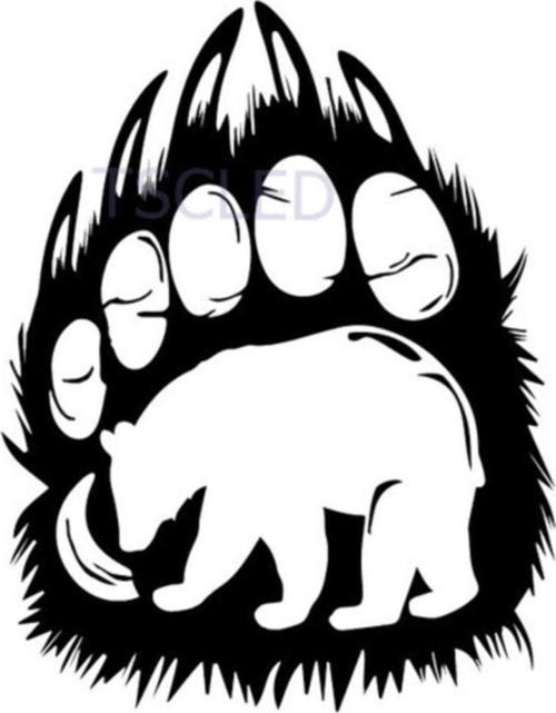 Ayı Siluet Pençe Baskı Oturma Araba Sticker