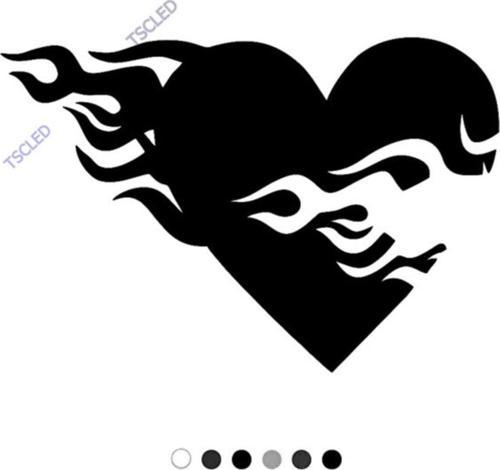 Ateş Efektli Fire Heart Sticker Yapıştırma 15cm