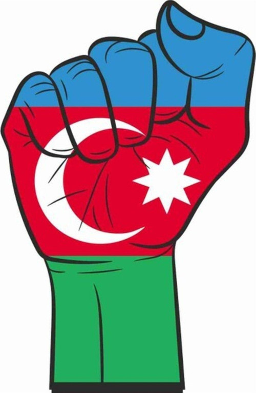 Azerbaycan Gücü Yumruk Sticker Etiket Yapıştırma 18cm