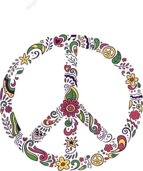 Çiçekli Peace Özgürlük Simge Logo Sticker