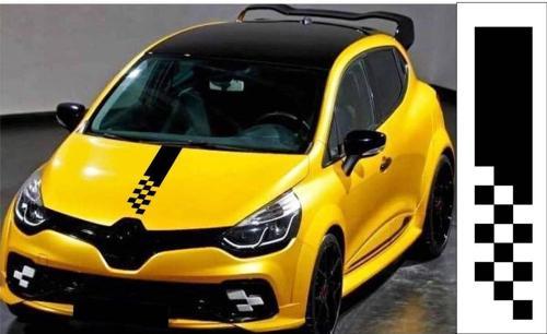 Damalı Spor Kaput Şerit Stickeri Universal Kaporta araba stickeri