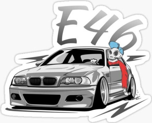 E46 Kuru Kafa Resmi Cam Sticker Yapıştırma 16cm 2 Adet