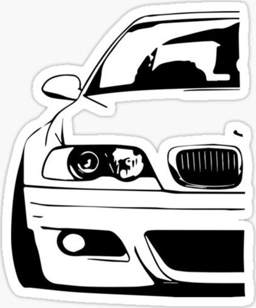 E46 Siyah Profil Resmi Cam Sticker Yapıştırma 16cm 2 Adet