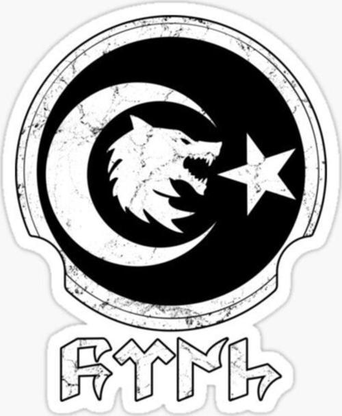 Göktürkçe Kurt Ay Ve Hilal 20 cm Araba Oto Sticker Siyah