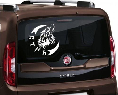 Göktürkçe Kurt Hilal Ay Oto Sticker Etiket Arka Cam