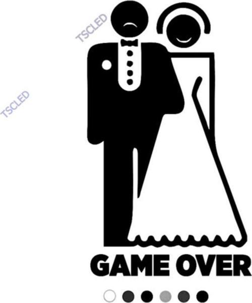 Game Over Düğün Araba Süslemesi Sticker 15cm