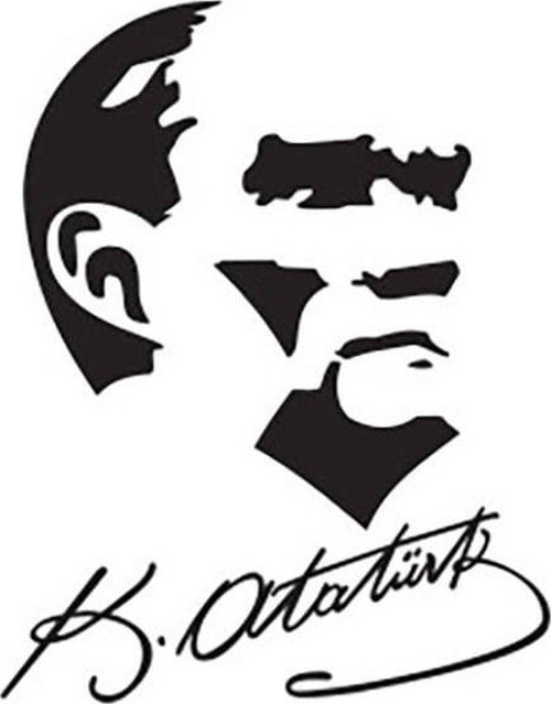 İmzalı Atatürk Silüet Oto Sticker 15 cm x 19 cm