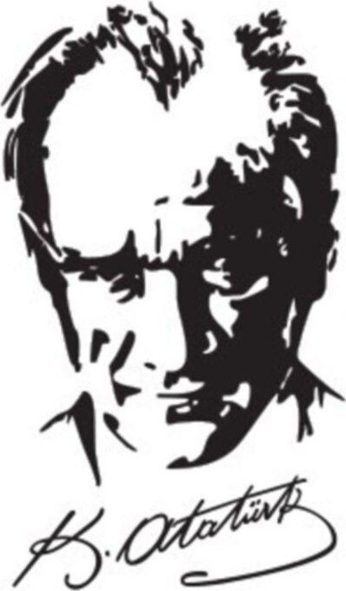 İmzalı Atatürk Silüet Oto Sticker 17 cm x 30 cm