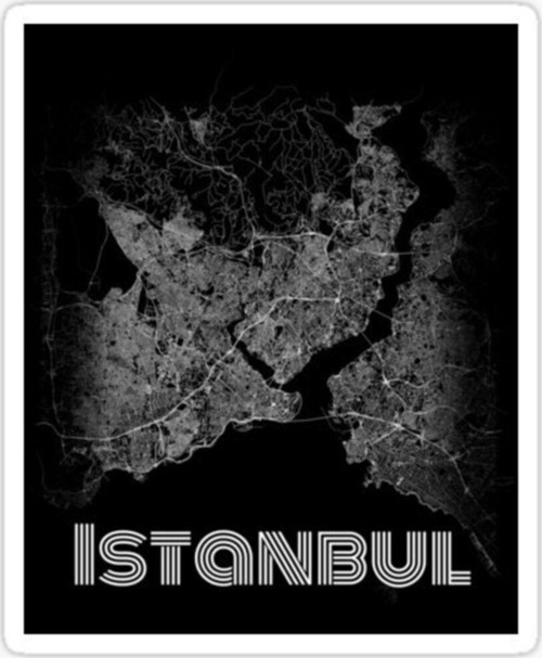 İstanbul Uzaydan Çekim Sticker Etiket Yapıştırması 19 cm