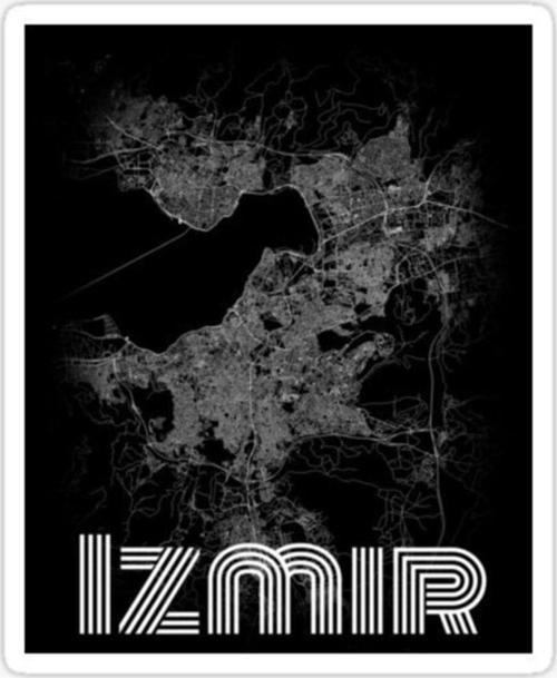 Izmir Uzaydan Çekim Sticker Etiket Yapıştırması 19 Cm