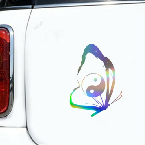 Kelebek Yin Yang Taiji Vinil Araba Sticker 15 Cm