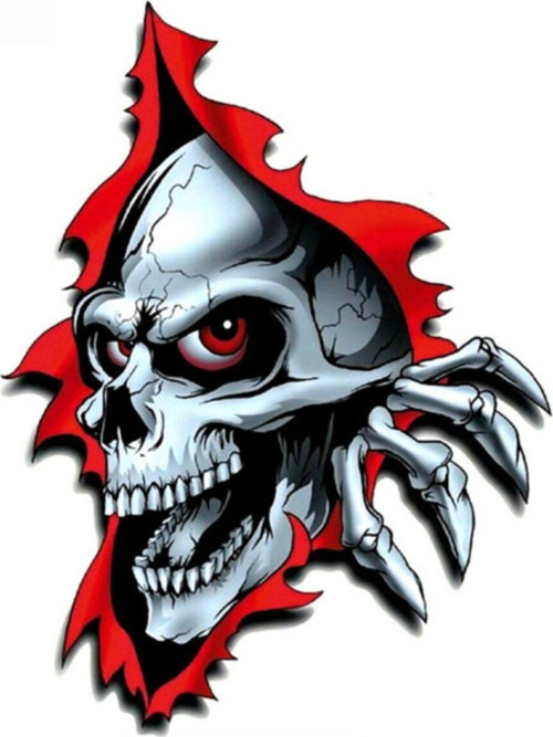 Kafatası Ve Pençe Yırtık Metal Araba Sticker Yapıştırması