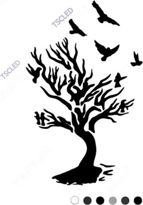 Kuru Ağaç Ve Kuşlar 17cm Sticker
