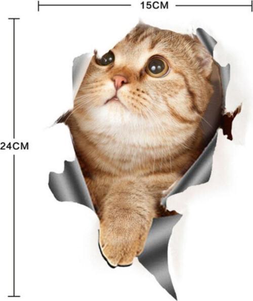 Kırık Cam Efekti Kedi Araba Oto Sticker Etiket Z3
