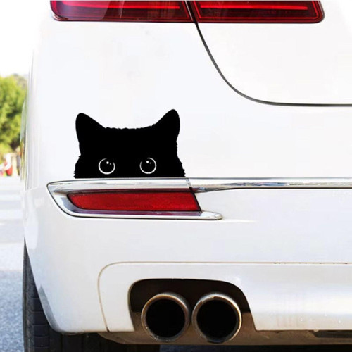 Kedi Araba Sticker Etiket Yapıştırma Siyah Renk 23Cm