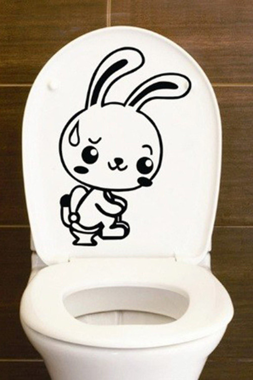 Klozet Banyo Sticker Komik Resim 6