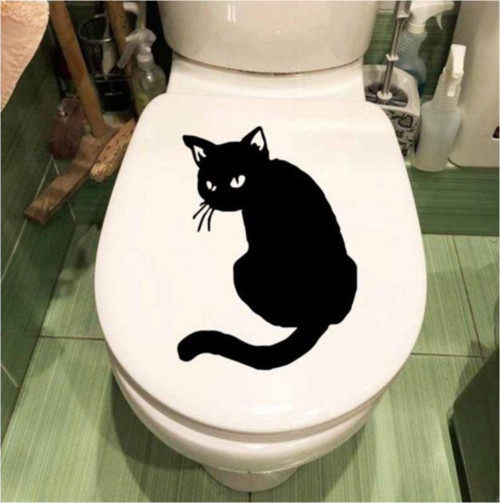 Kedi Klozet Sticker Yapıştırması Sticker