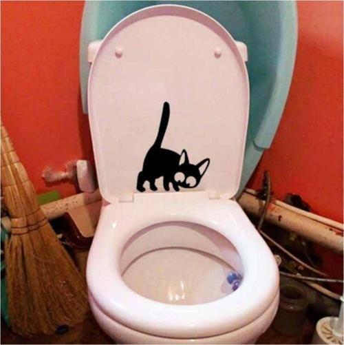 Kedi Klozet Sticker Yapıştırması Sticker 3 Model