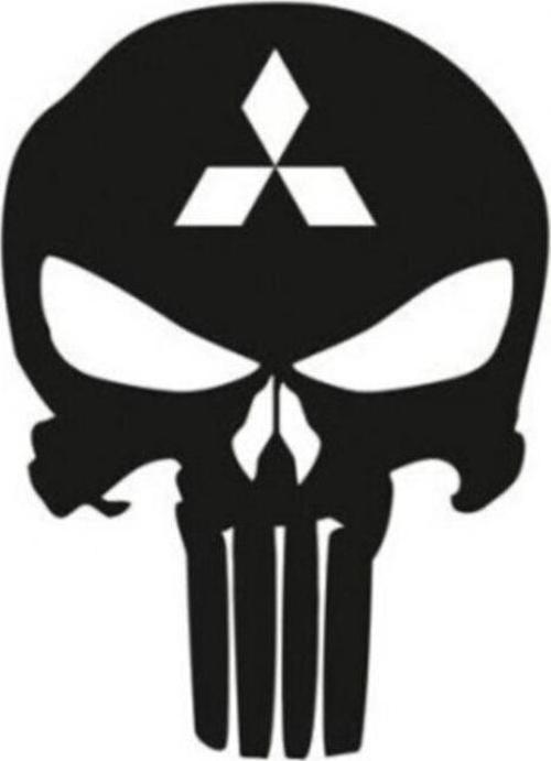 Mitsubishi Kuru Kafa Punisher Araba Sticker Yapıştırma