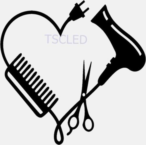 Saç Stilisti Kalp Tarak Makas Kurutma Makinesi Sticker