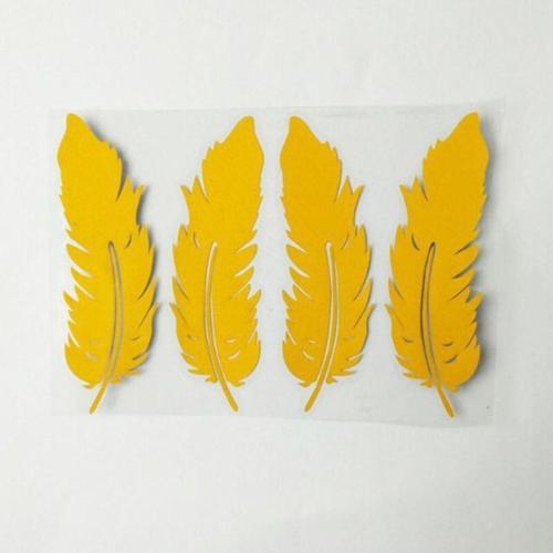 Sarı Renk Tüy Araba Sticker Yapıştırma 4 Adet