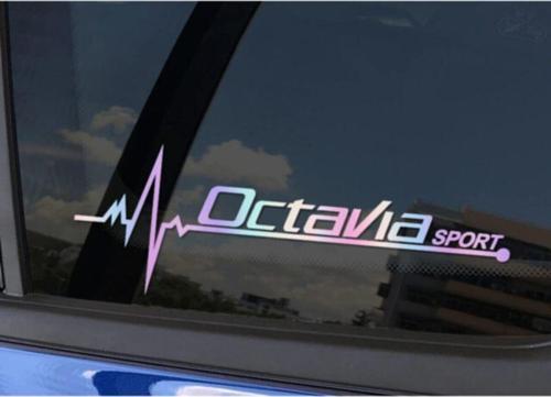 Skoda Octavia Yan Cam Sticker Oto Kapı 20 Cm X 7 Cm Holo-chroma