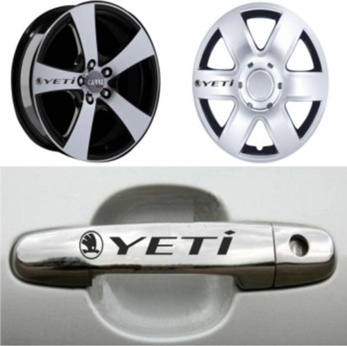 SKODA YETİ Kapı Kolu Jant Sticker Yapıştırma 8 Ad