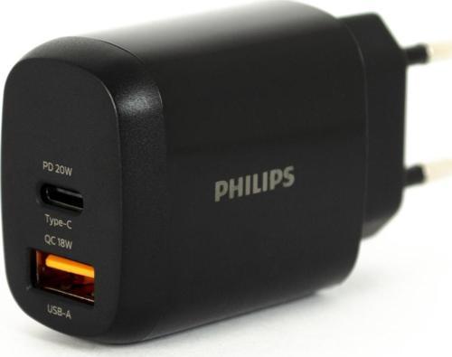38W DLP4326 Hızlı Şarj Aleti UsbA 18W ve Type-C 20W Çift Çıkışlı Başlık Siyah
