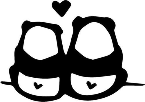 Sevimli Panda Sticker Yapıştırması Siyah Renk 18cm