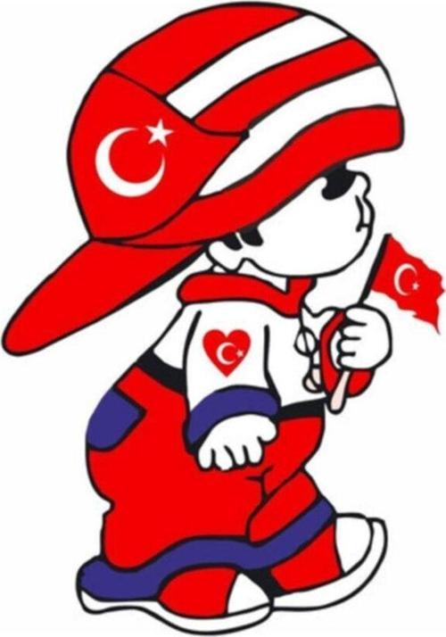 Türk Bayraklı Çocuk Sticker 15 cm
