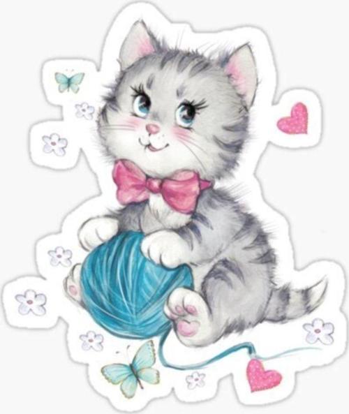 Ufak Bebek Kedi Araba Oto Sticker Etiket Renkli A2