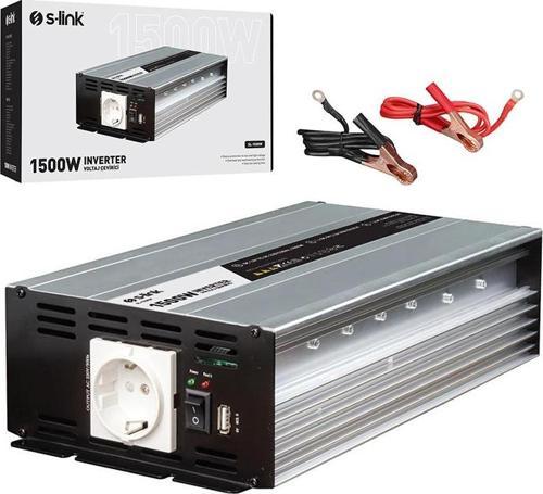 S-Link SL-1500W Dc12v-Ac230v 1500w İnverter 12V-220V Çevirici Dönüştürücü
