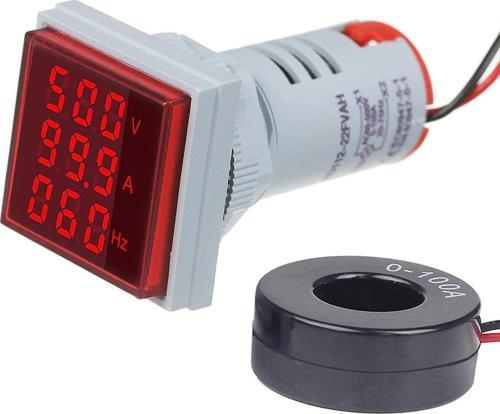 Intercom Mini Kare Dijital Volt Ampermetre ve Frekans Ölçer Voltmetre Ölçüm Cihazı