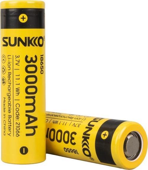 Sunkko 3.7 Volt 3000 Mah 18650 Şarj Edilebilir Pil 2 Adet Lityum İon Şarjlı Pil 18x65mm