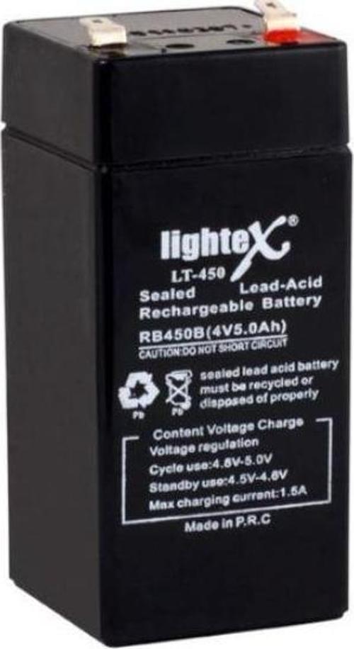 Lightex Lt-450 4 Volt 5 Amper Kuru Akü Işıldak Aküsü 4V 5A Boyut  4,7x4,7x10 Cm