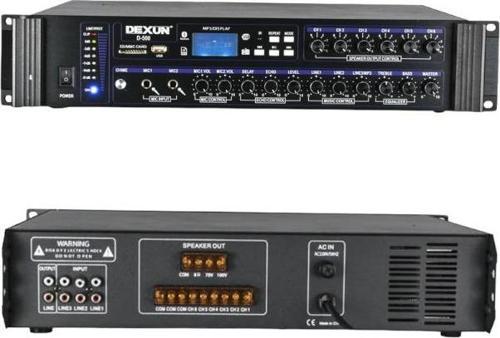 D-500 Usb Sd Kart Bluetooth 350-700 W 6 Bölgeli Amfi 3 Aux 3 Mikrofon Giriş Trafolu Mixer Amfi