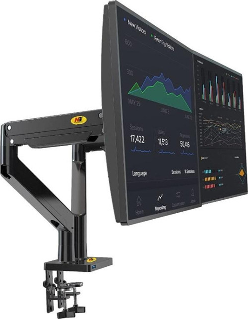 G32 22 - 32 AMORTİSÖRLÜ STAND ÇİFT KOL LCD-LED MONİTÖR TUTUCU STAND ASKI APARATI