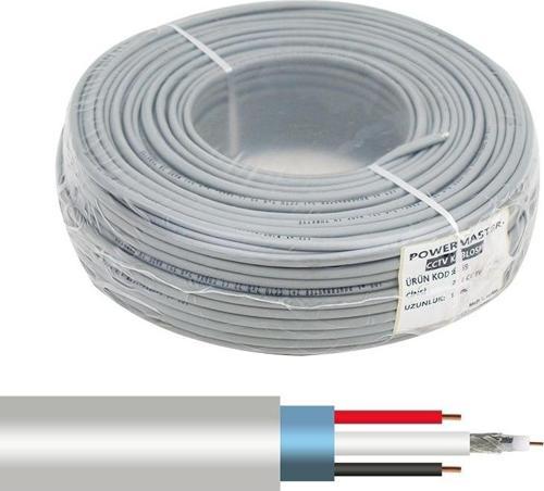 2+1 Gri 0.22 Mm CCTV Kamera Kablosu 100 Metre Dvr Kayıt Cihazı Kamera Arası Kablo