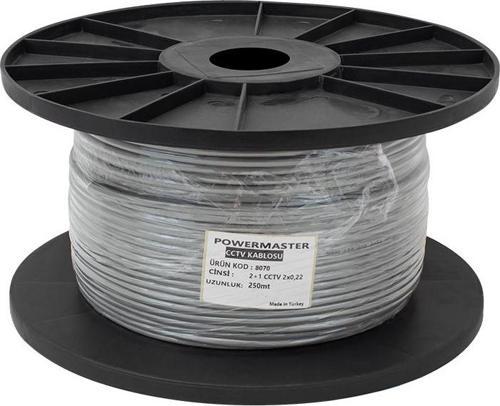 2+1 Gri 0.22 Mm CCTV Kamera Kablosu 250 Metre Güvenlik Kamerası Dvr Kayıt Cihazı Kamera Arası Kablo