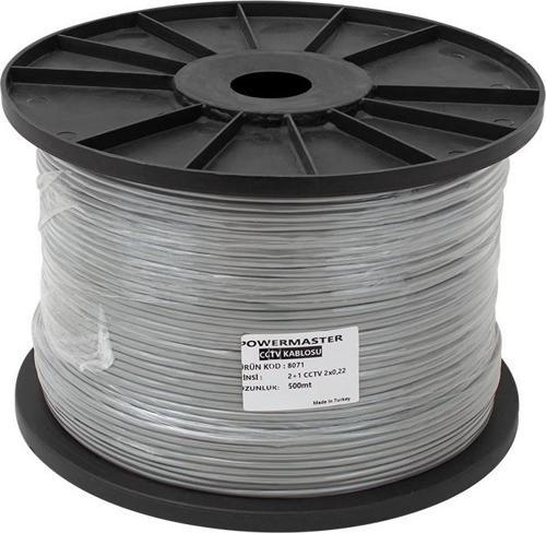 2+1 Gri 0.22 Mm CCTV Kamera Kablosu 500 Metre Kamera Dvr Kayıt Cihazı Arası Kablo
