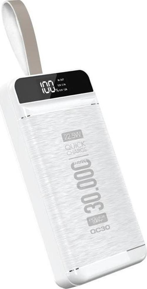 Ayt Powerway QC30 Powerbank 30000 Mah Pd22.5W 3 Usb Dijital Ekranlı Şarj Güç Bankası Işıklı 168x83x33 mm