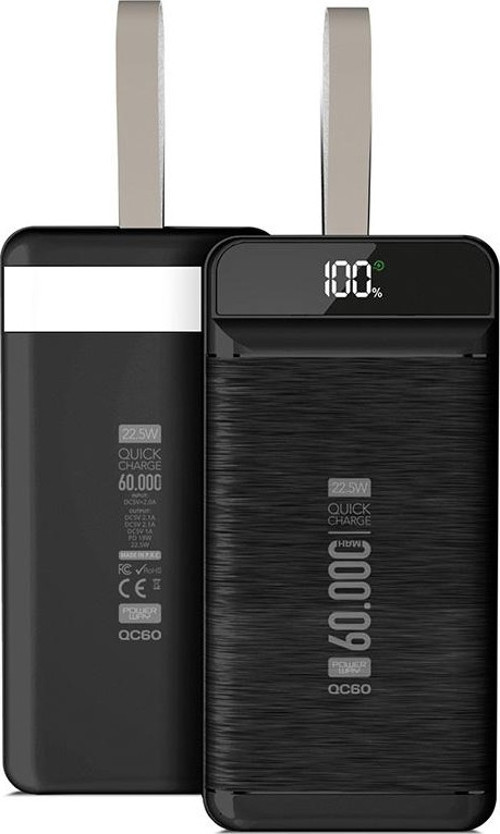 60000 Mah Beyaz Powerbank Qc60 22.5w Kablolu 3.0 Güç Kaynağı Güç Bankası