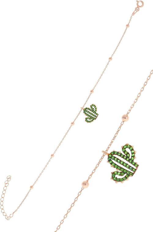 Gümüş rose top top zincirli kaktüs bileklik 
