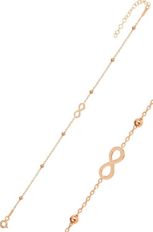 Gümüş rose top top zincirli sonsuzluk bileklik 