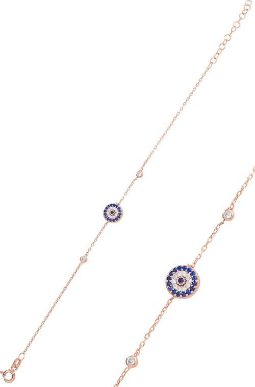 Gümüş rose zirkon taşlı nazar bileklik