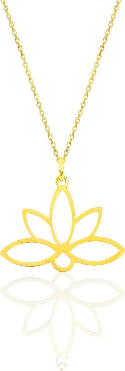 Gümüş altın yaldızlı sonsuz yaşamın simgesi lotus çiçeği kolye 