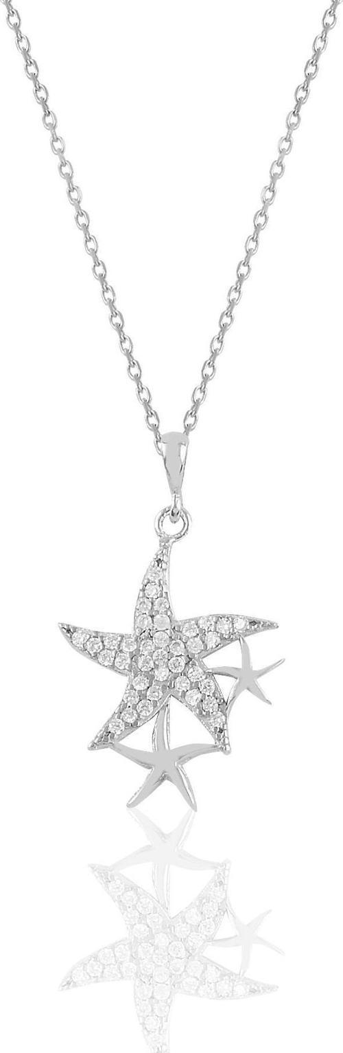 Gümüş rodyumlu zirkon taşlı deniz yıldızı kolye