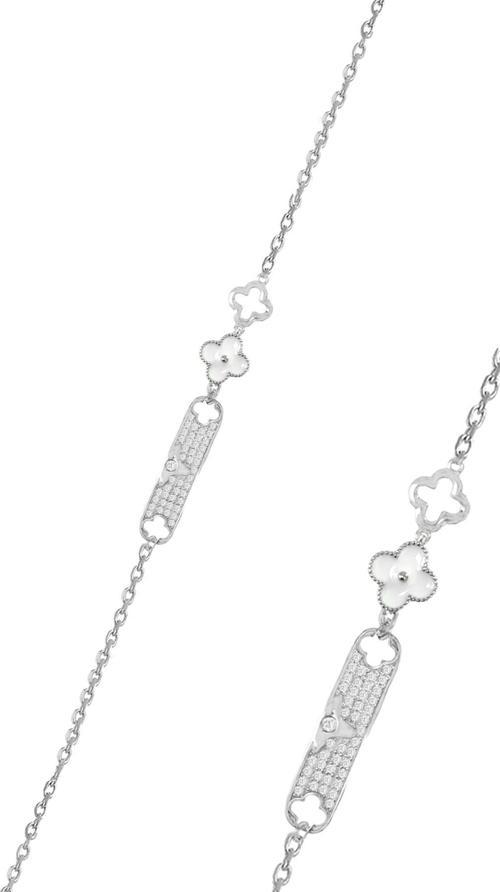 Gümüş rodyumlu zirkon taşlı kuzeyin şansı yonca bileklik 